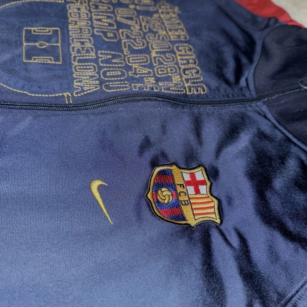 VTG 2008 Nike FC Barcelona Track Jacket Men L Blue Camp Nou Embroidered Stitched